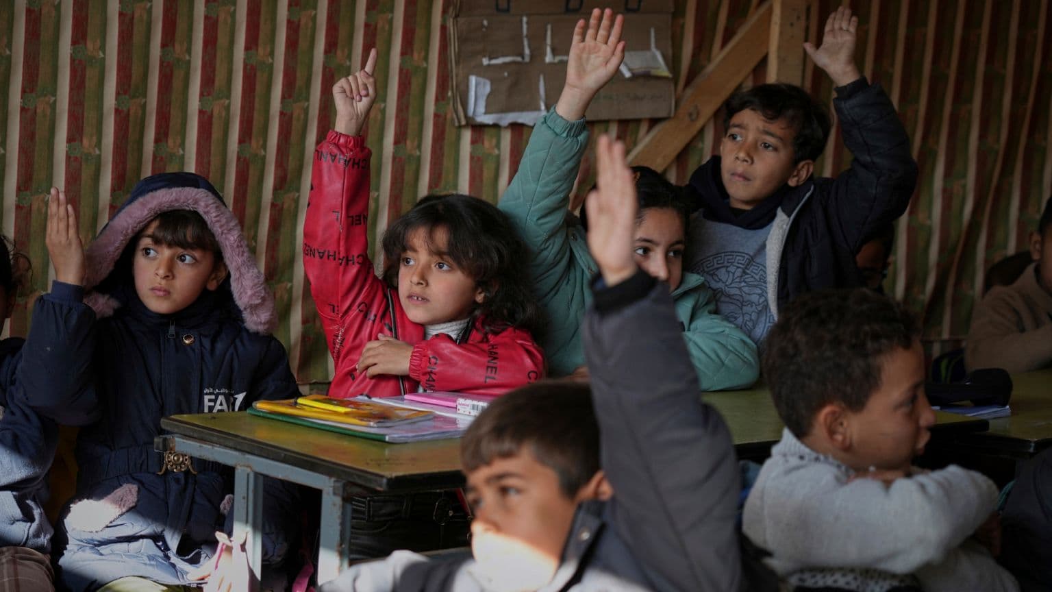 Hero image for Palestinian children struggle to resume education in ruined schools